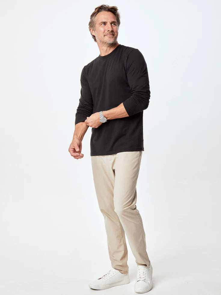 100% cotton long-sleeved crew-neck T-shirt - Black