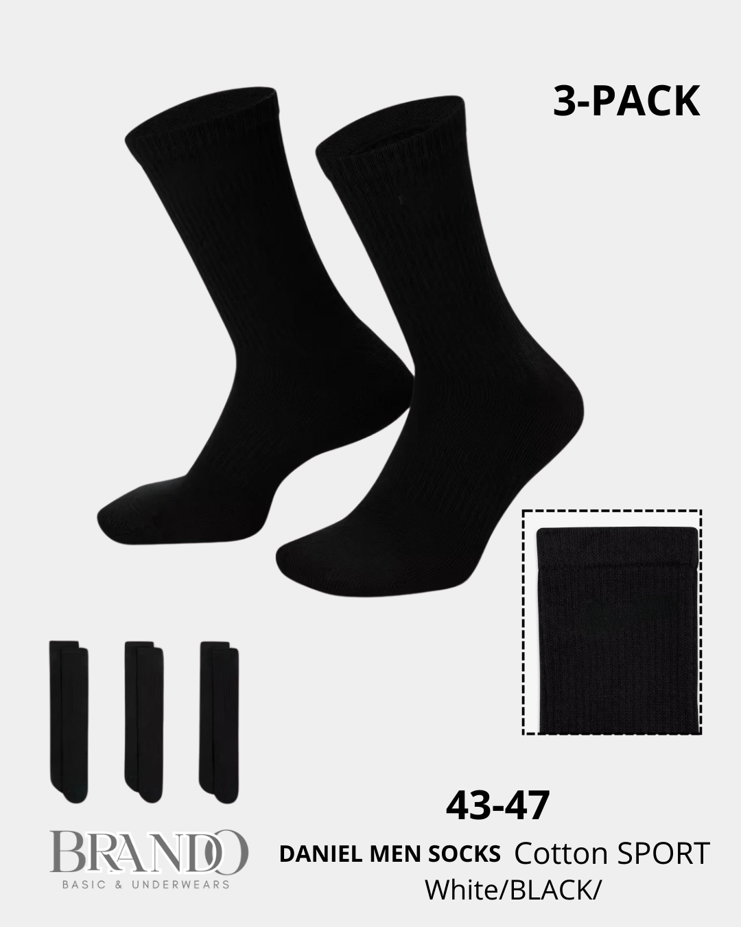 White Essential Sports Socks (DANIEL D.C) - 3 Pack