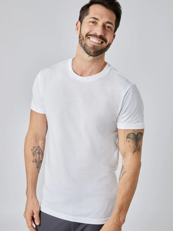 Crew Neck Regular Cotton 100% T-shirt - white