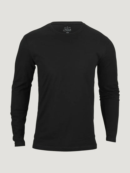 100% cotton  long-sleeved crew-neck T-shirt - Black