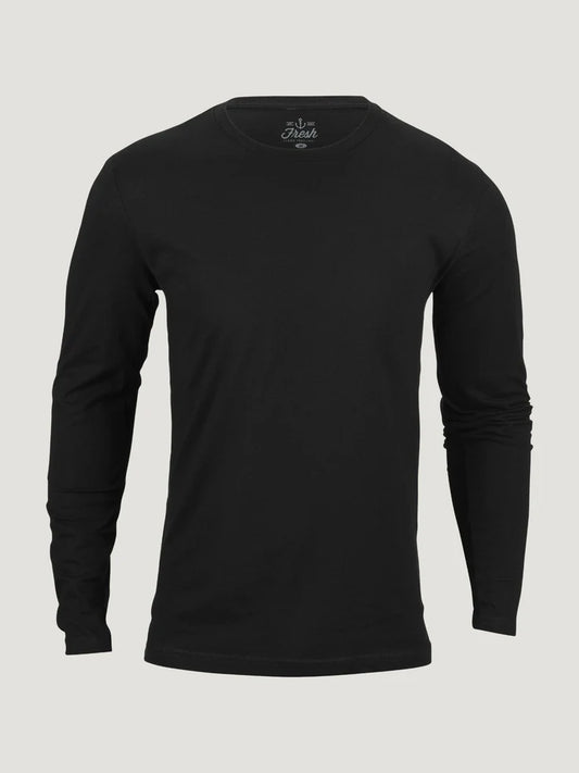 100% cotton  long-sleeved crew-neck T-shirt - Black