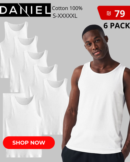 6 Pack DANIEL Cotton 100% Men's A-shirt Ribbed Tank Top Undershirt - GRAY