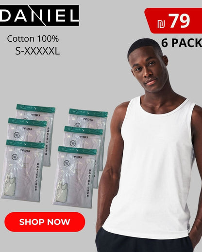 6 Pack DANIEL Cotton 100% Men's A-shirt Ribbed Tank Top Undershirt - GRAY