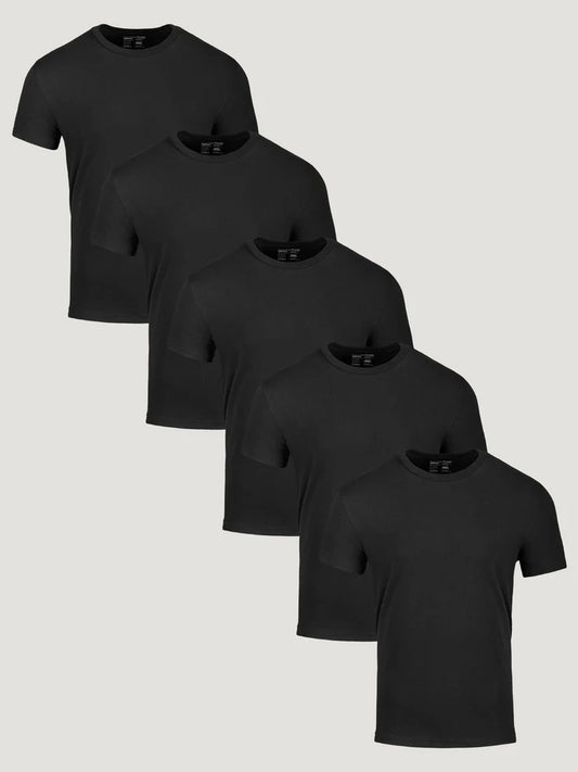 5-Pack - All Black Cotton 100% V-Neck