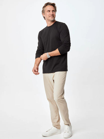 100% cotton  long-sleeved crew-neck T-shirt - Black