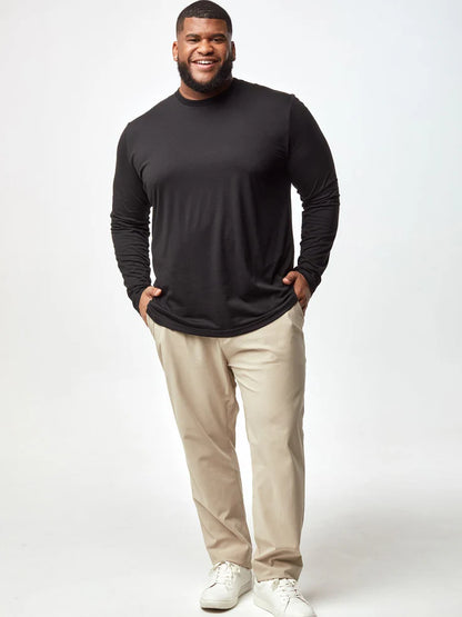100% cotton  long-sleeved crew-neck T-shirt - Black