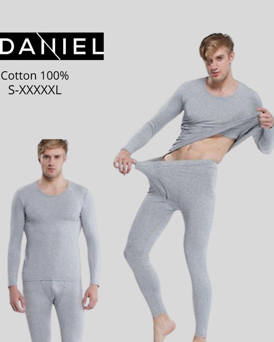 Men’s Ultra-Soft Thermal Underwear Set – Full Sleeve & Full-Length Pants - grey