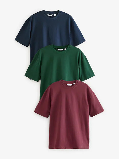 Black Relaxed Fit Heavyweight T-Shirts 3 Pack