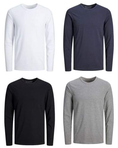 Long Sleeve 100% Cotton T-Shirts 4 Pack- Multi colors - Brando -  Basic Clothing for Men