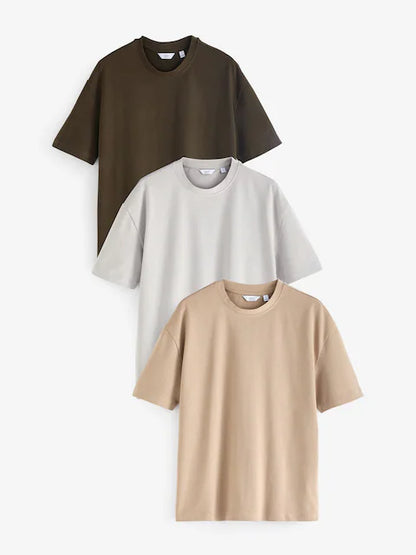 Black Relaxed Fit Heavyweight T-Shirts 3 Pack