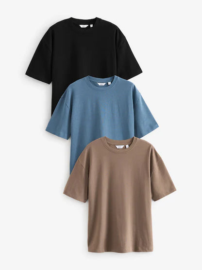 Black Relaxed Fit Heavyweight T-Shirts 3 Pack