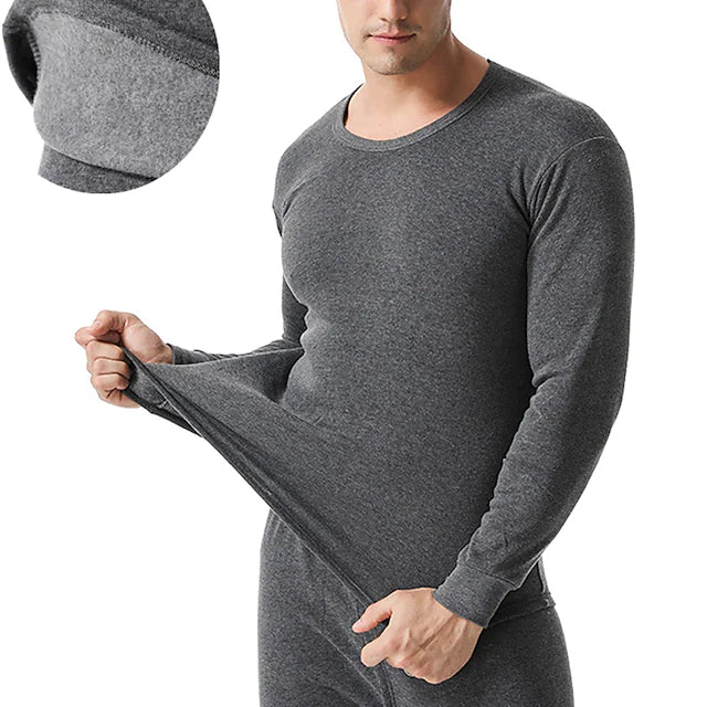 Men’s Ultra-Soft Thermal Underwear Set – Full Sleeve & Full-Length Pants - grey